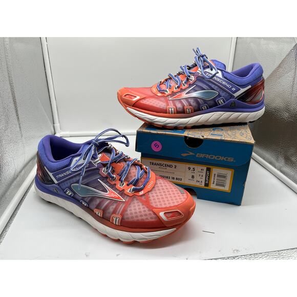 Brooks Transcend 2 Purple Salmon Coral Athletic Running Walking Womens Shoes 9.5 - Picture 1 of 7